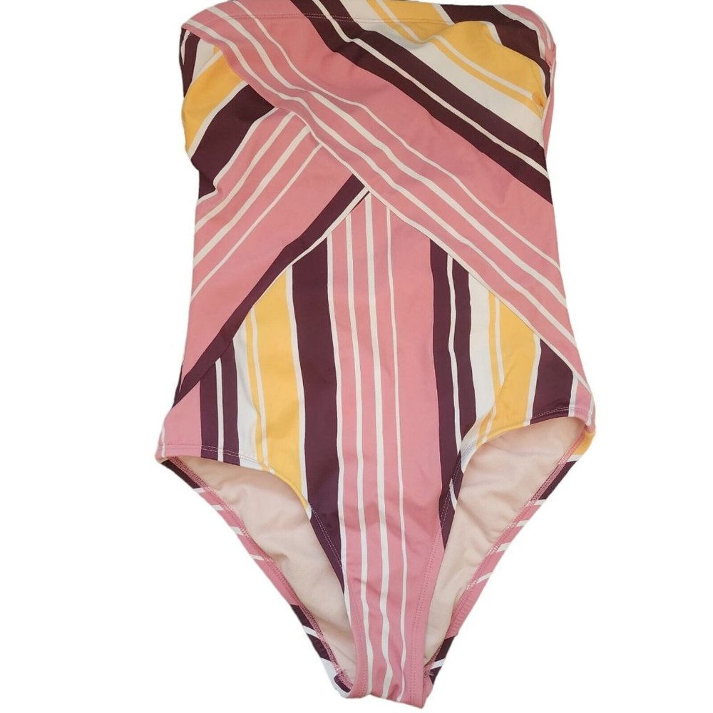 Kona Sol Pink One Piece Swimsuit with Chevron Design